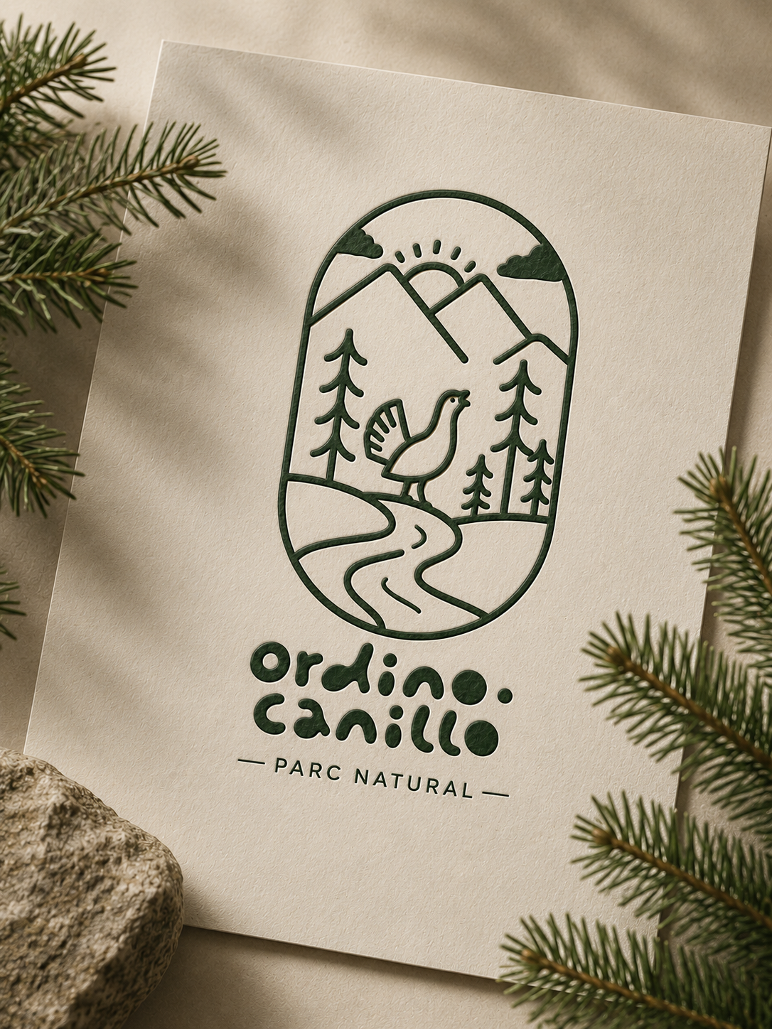 Exploració d'identitat visual — Ordino-Canillo sobre paper